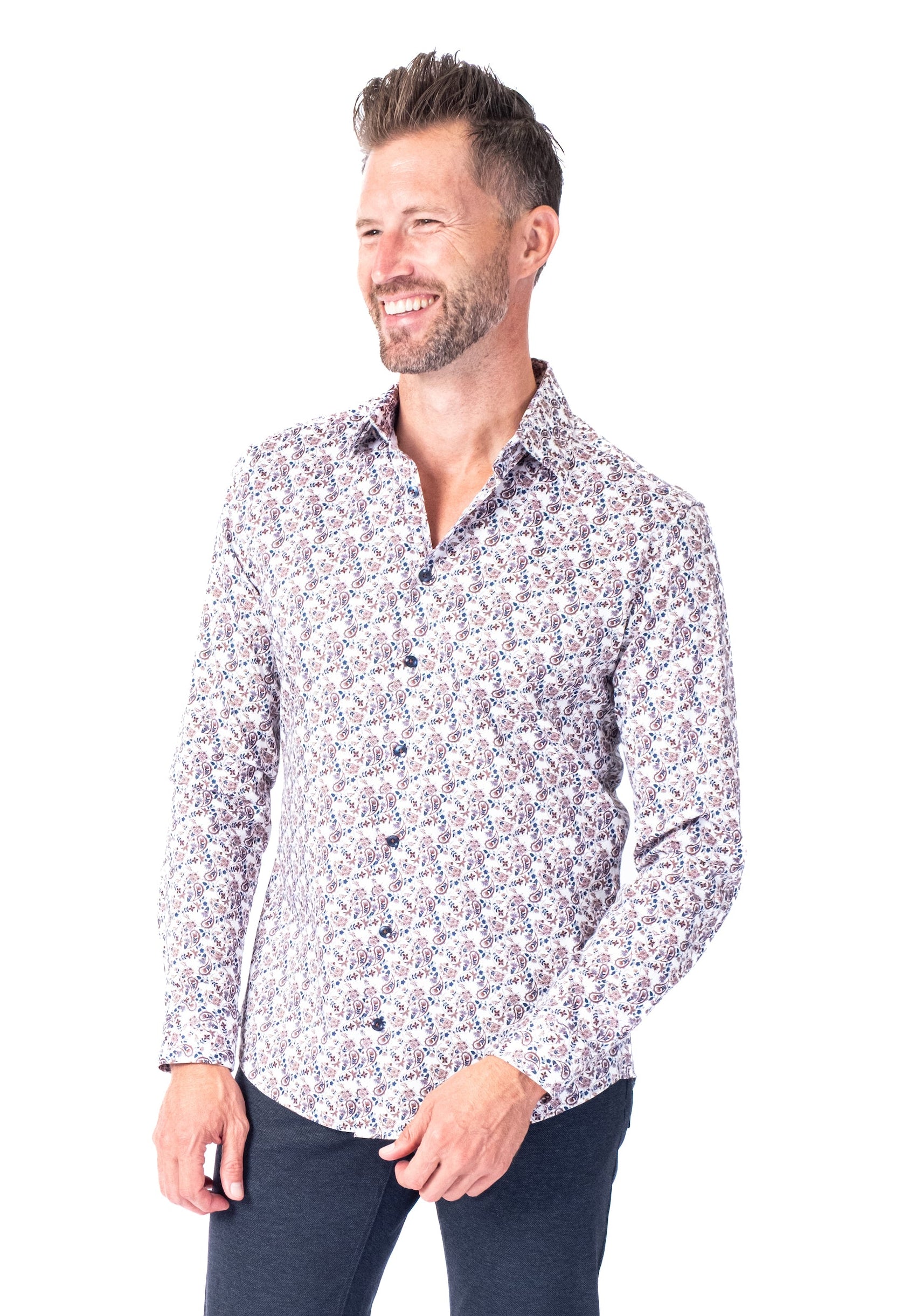 Cotton/Stretch Paisley Woven Sport Shirt