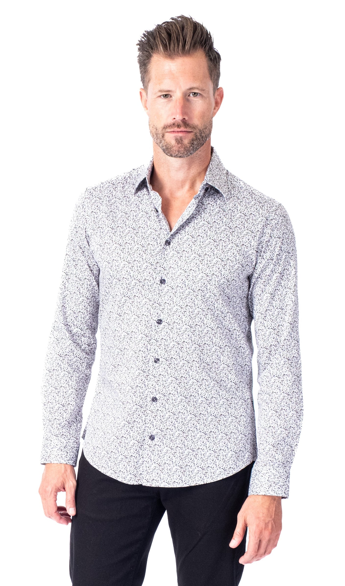 Cotton/Stretch Paisley Woven Sport Shirt