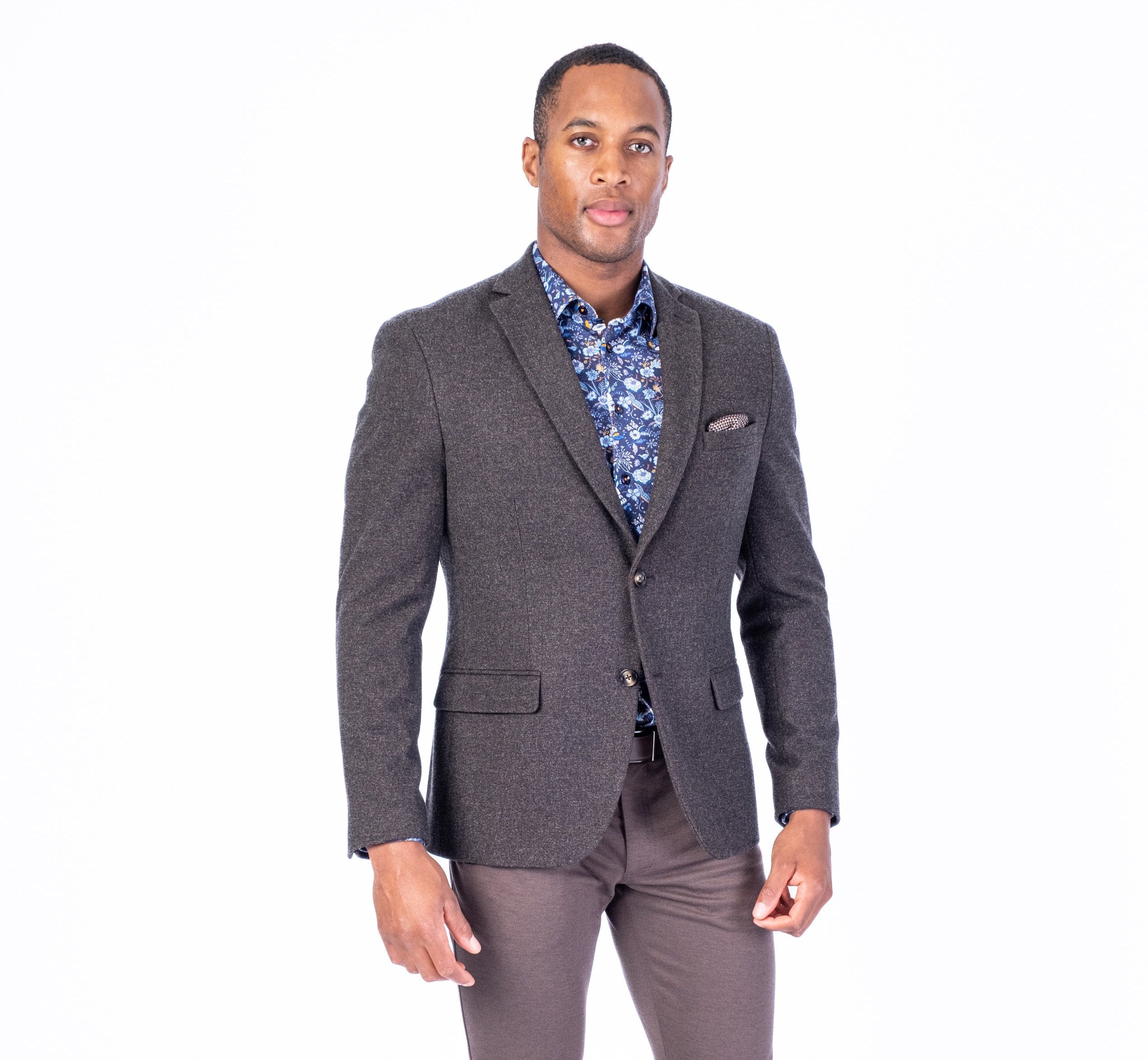 Tweed 1/2 Lined Stretch Blazer - Brown