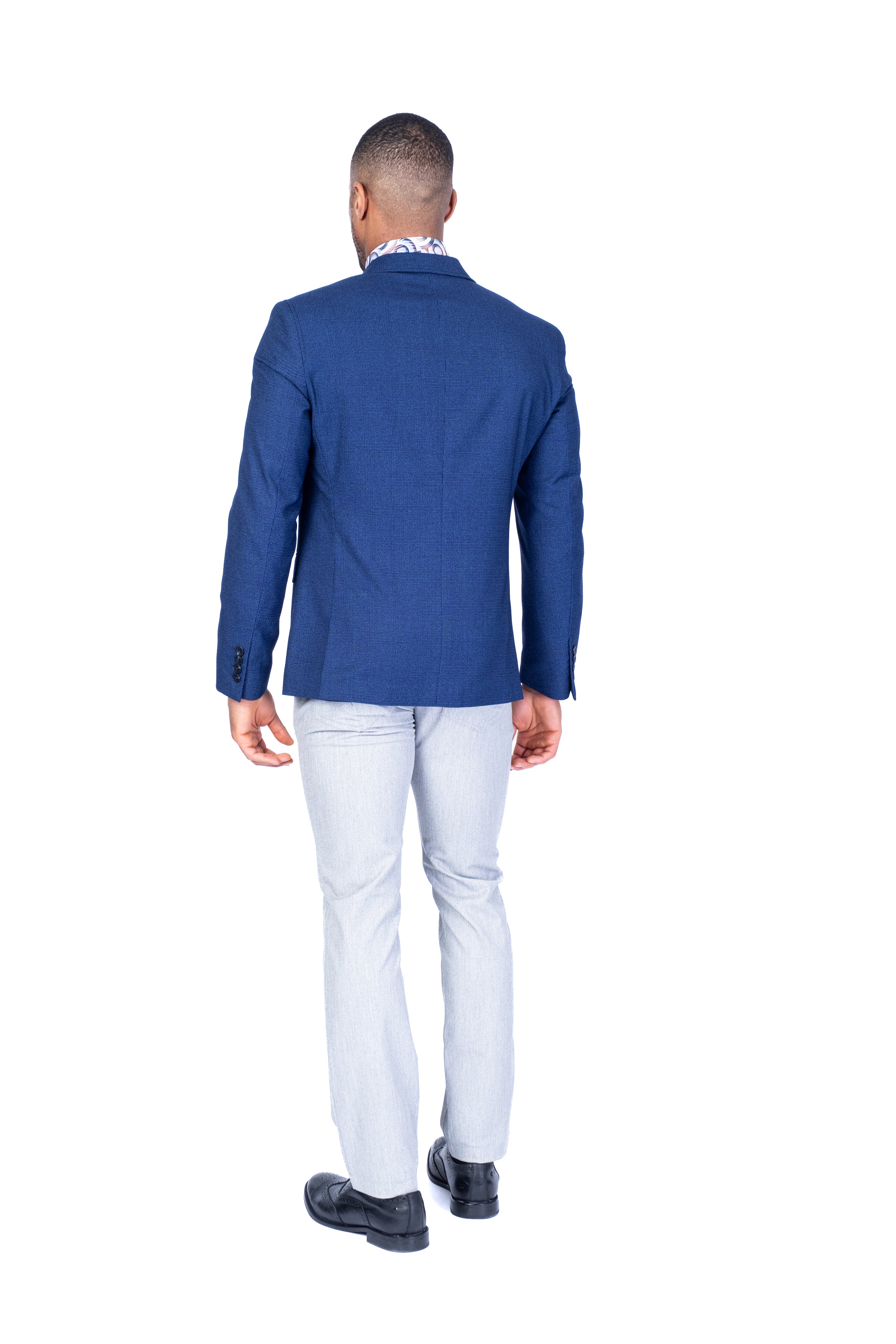 Tonal Check 1/2 Lined Blazer - Blue