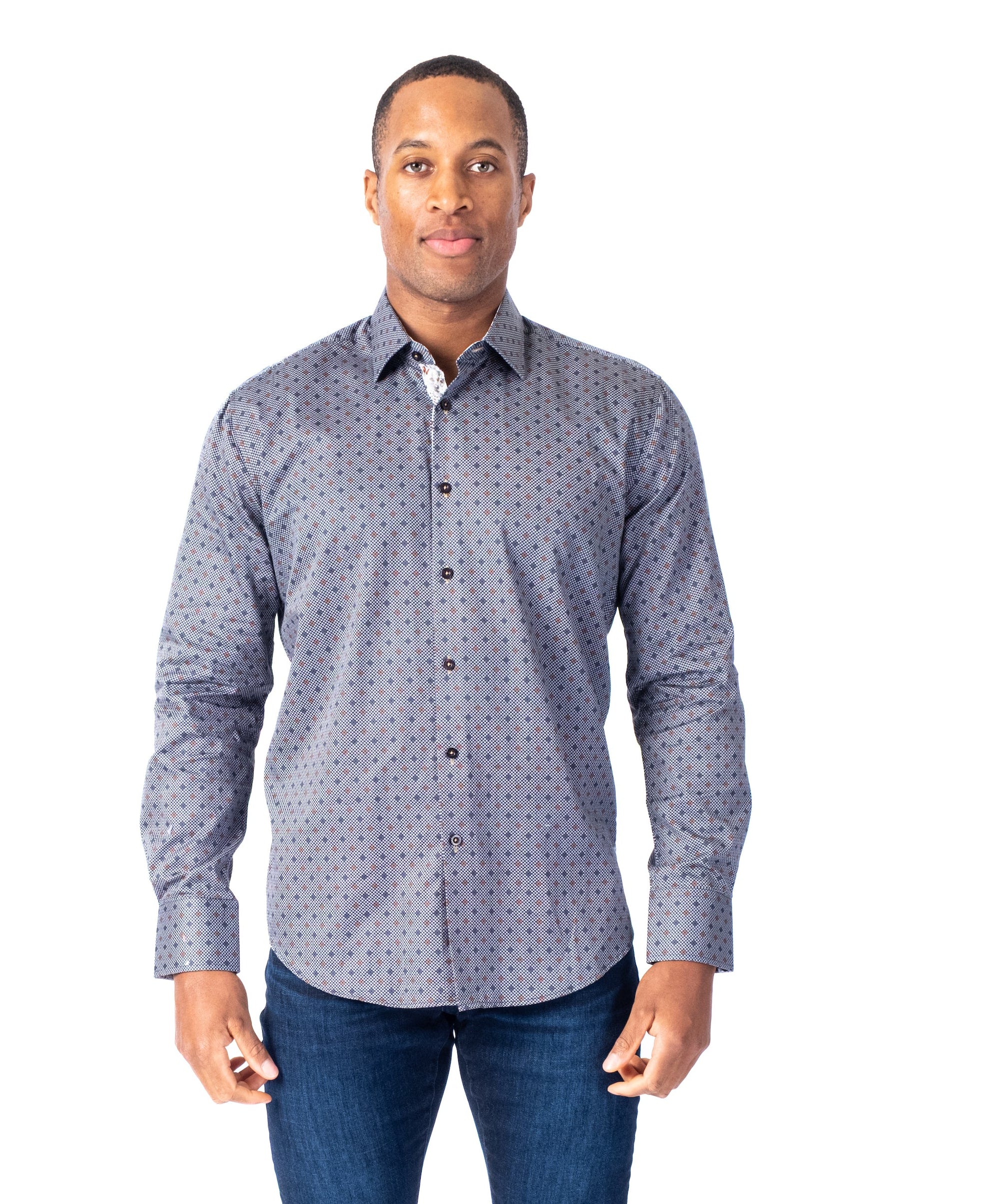 Diamond Print "Charm" Sport Shirt - Black