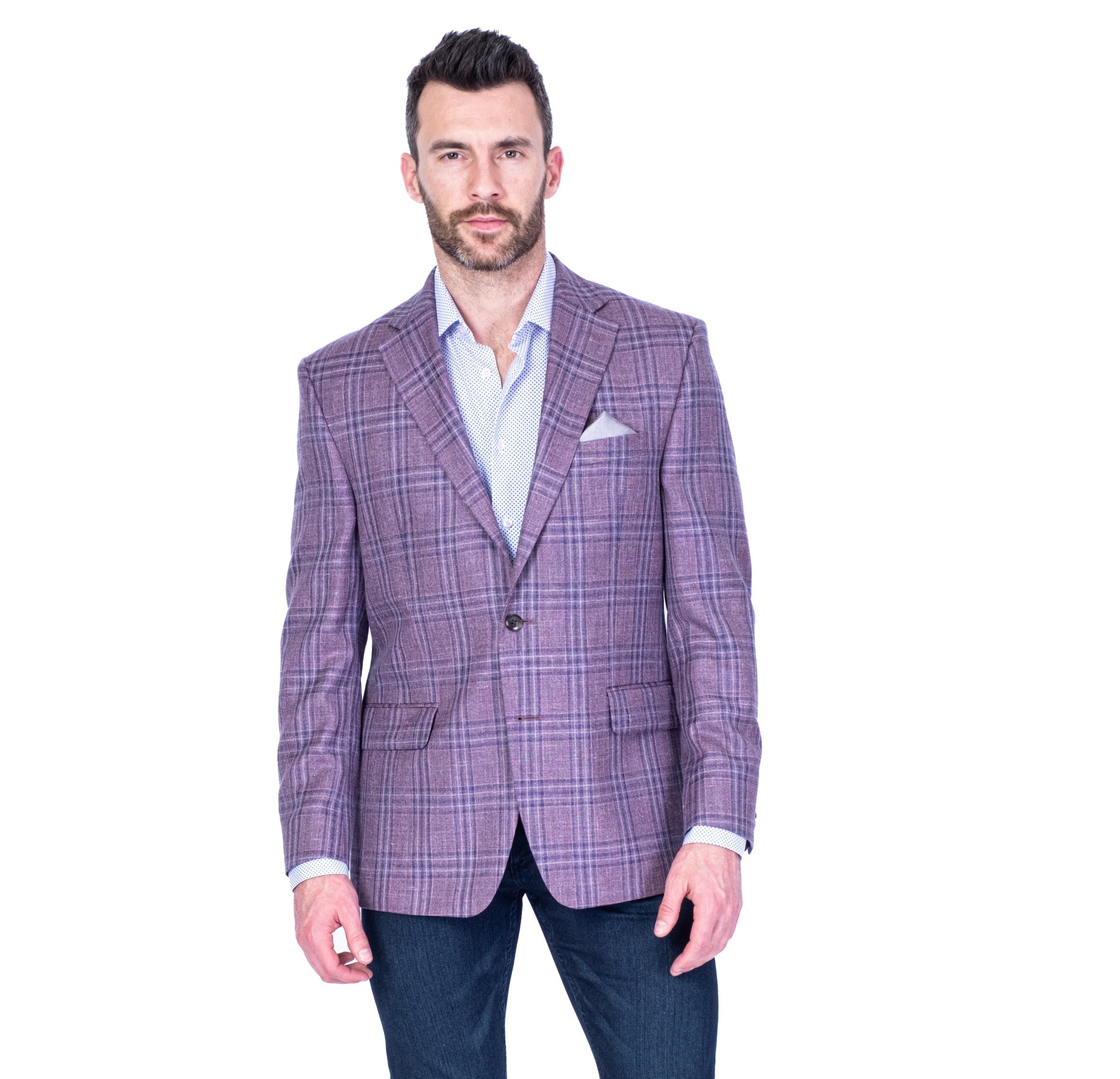 Plaid Sports Jacket -Purple with Blue