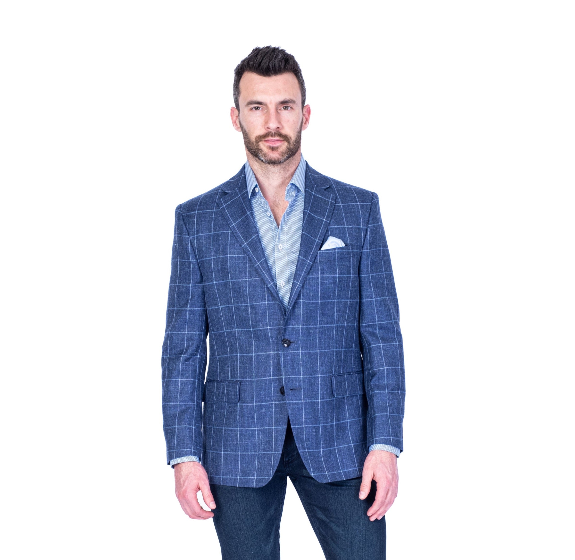 Window Pane Sports Jacket - Blue with Lt.