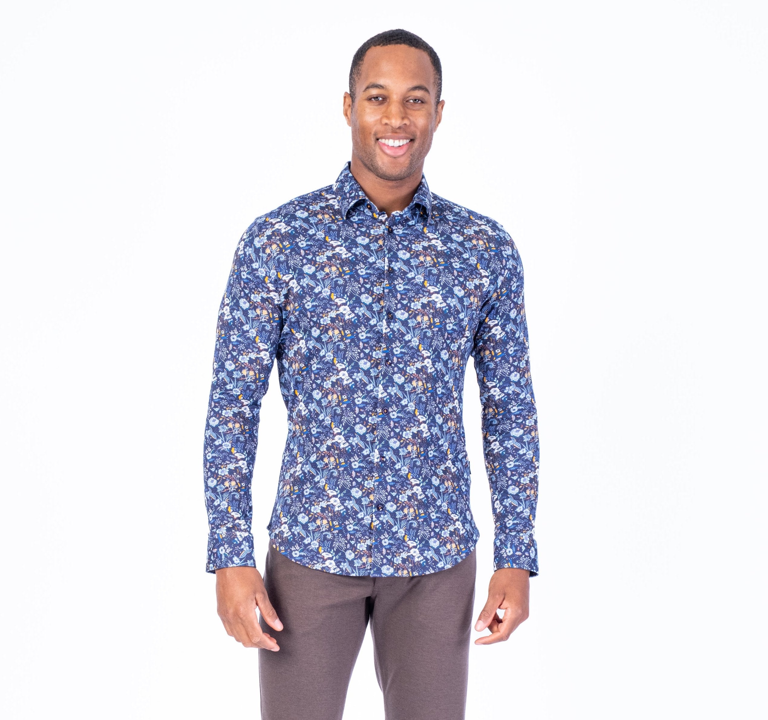 Floral Print Sport Shirt - Navy / Multi