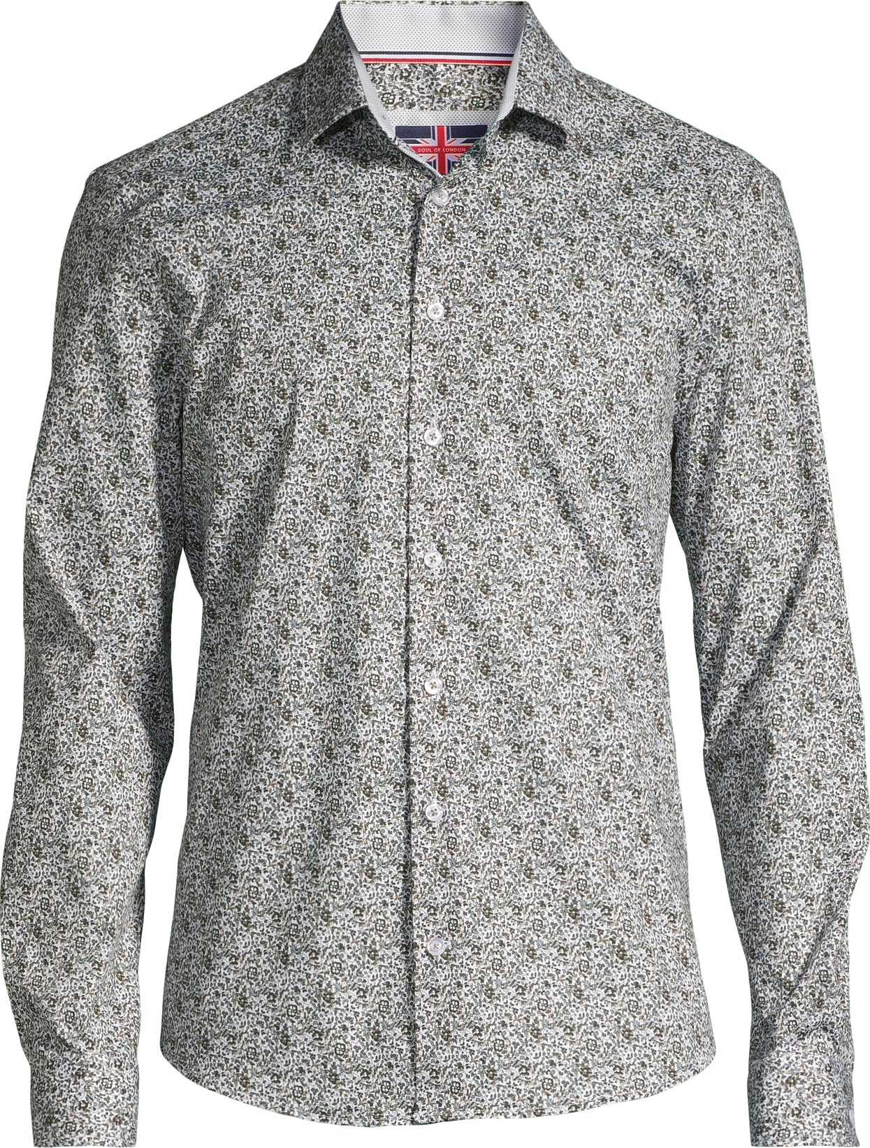 Cotton/Stretch Mini Paisley Sport Shirt - Blue