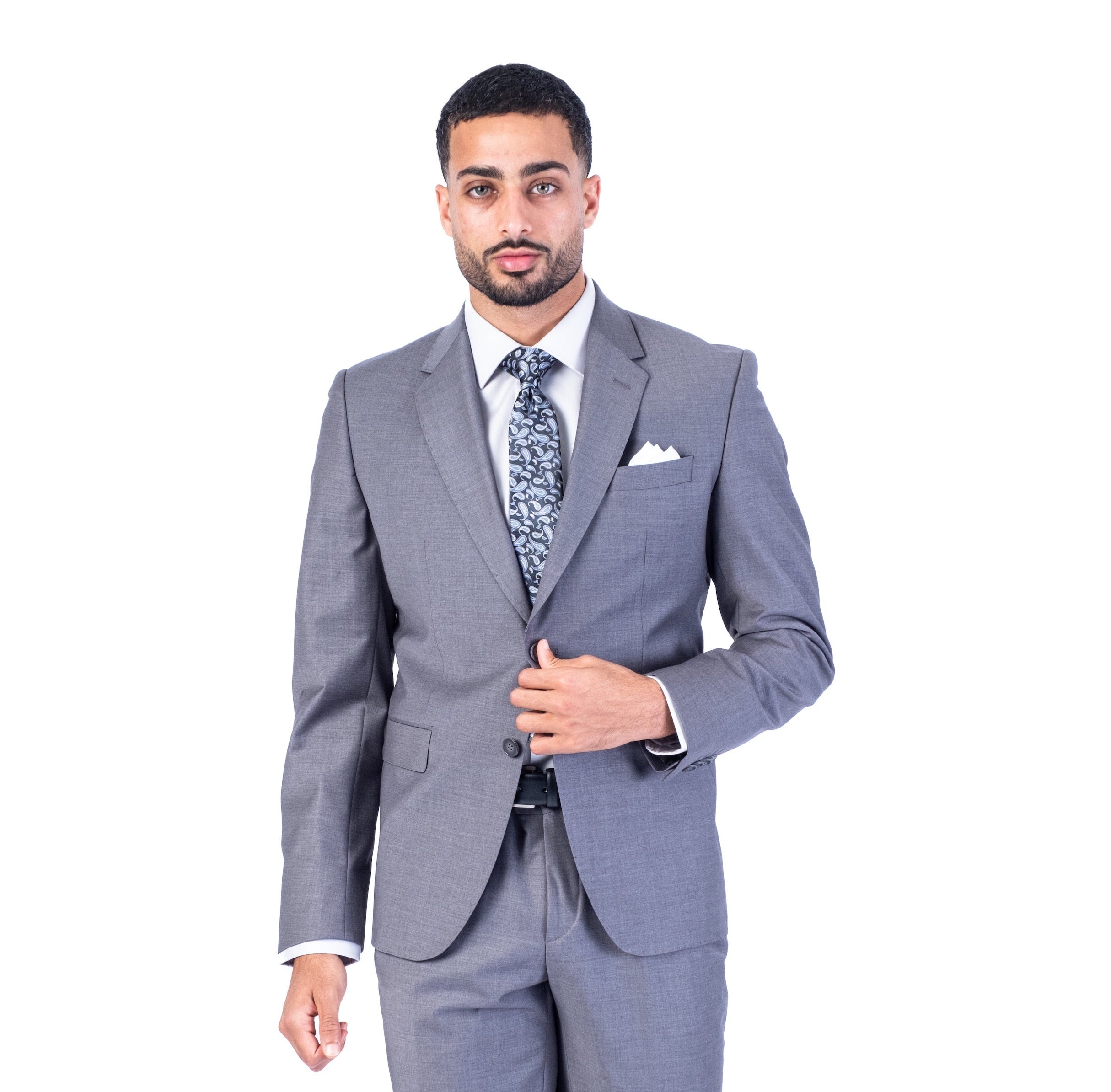 Extreme Slim European Wool Suit - Silver