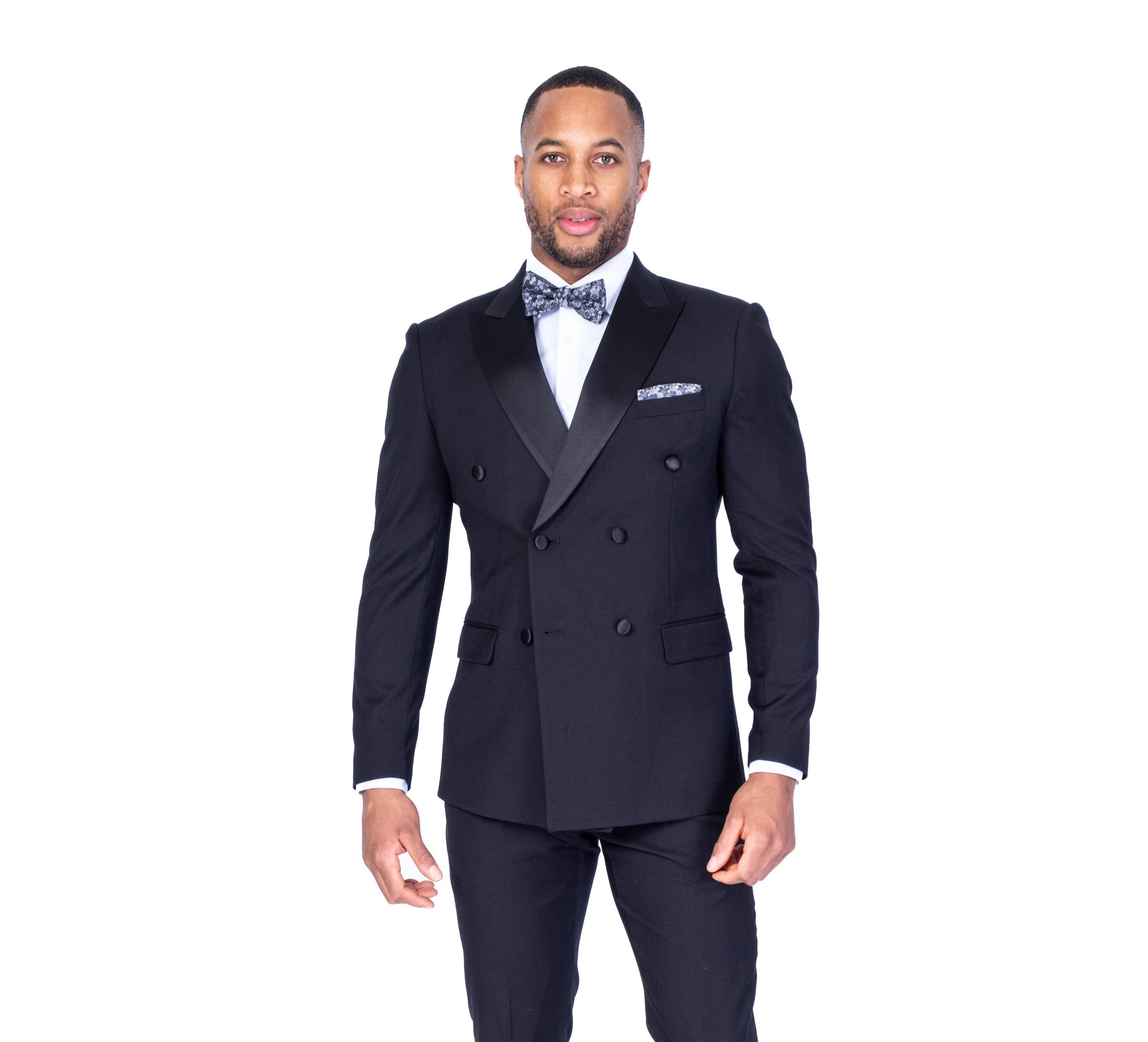 Double-Breasted Modern Slim Fit Tuxedo - Black