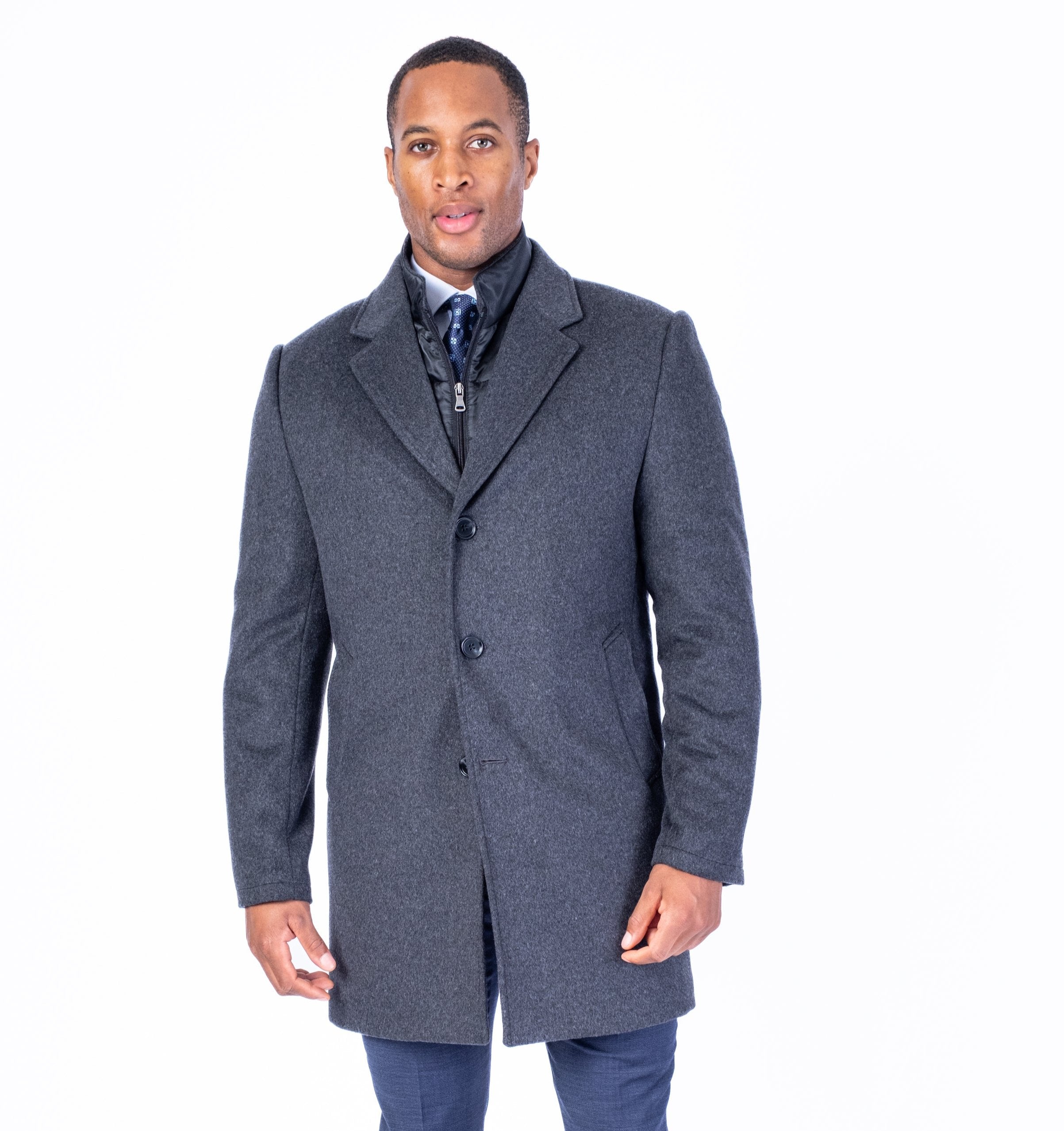Wool & Cashmere 3/4 Double-Collar Topcoat