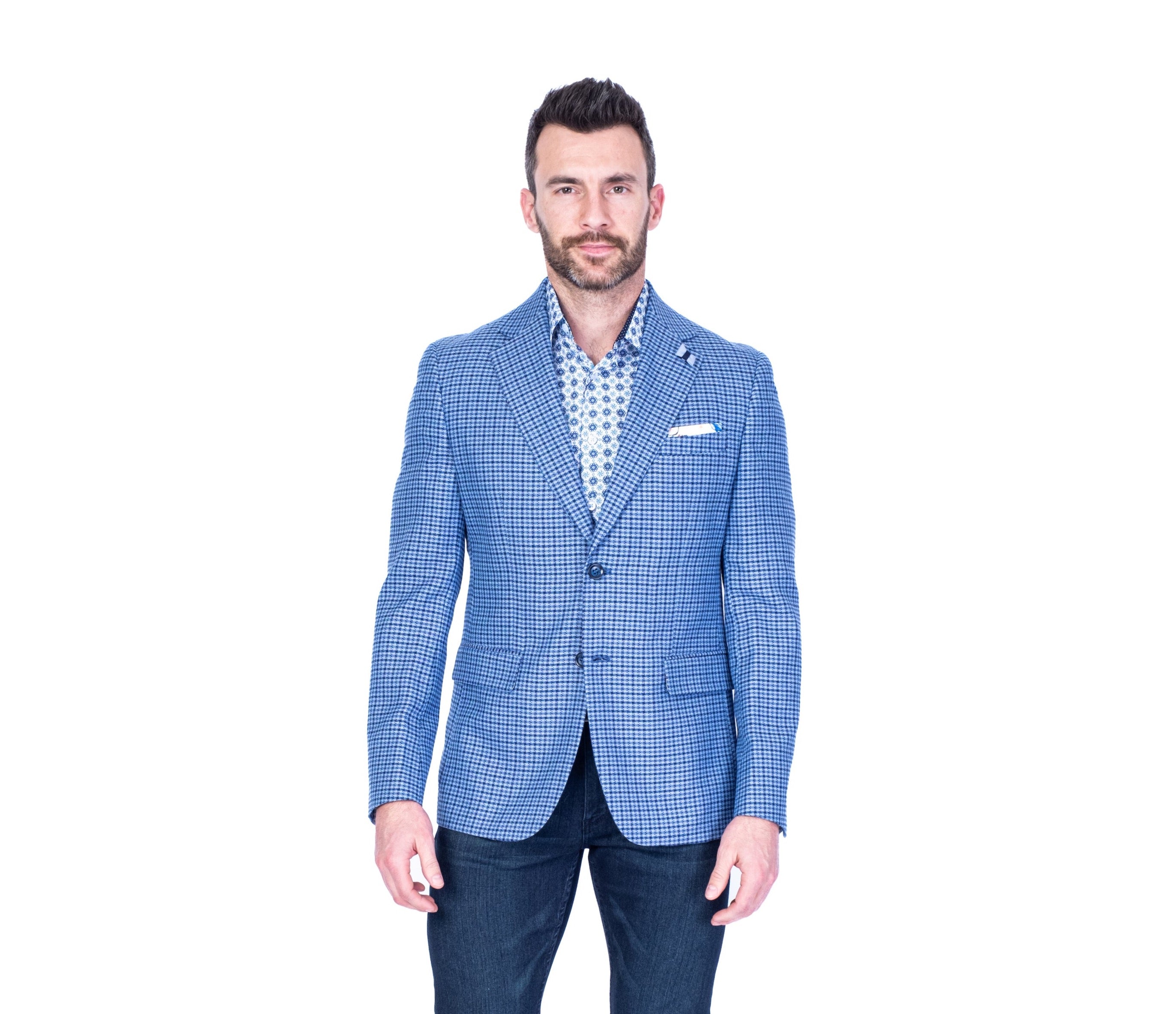 Mini Check Plaid Blazer - Blue / Lt.