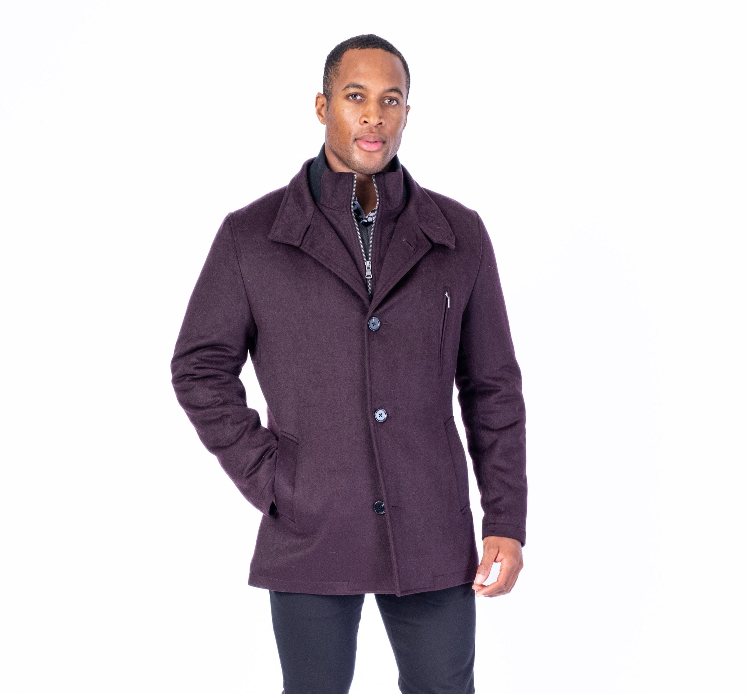 Wool & Cashmere Car Coat - Burgundy