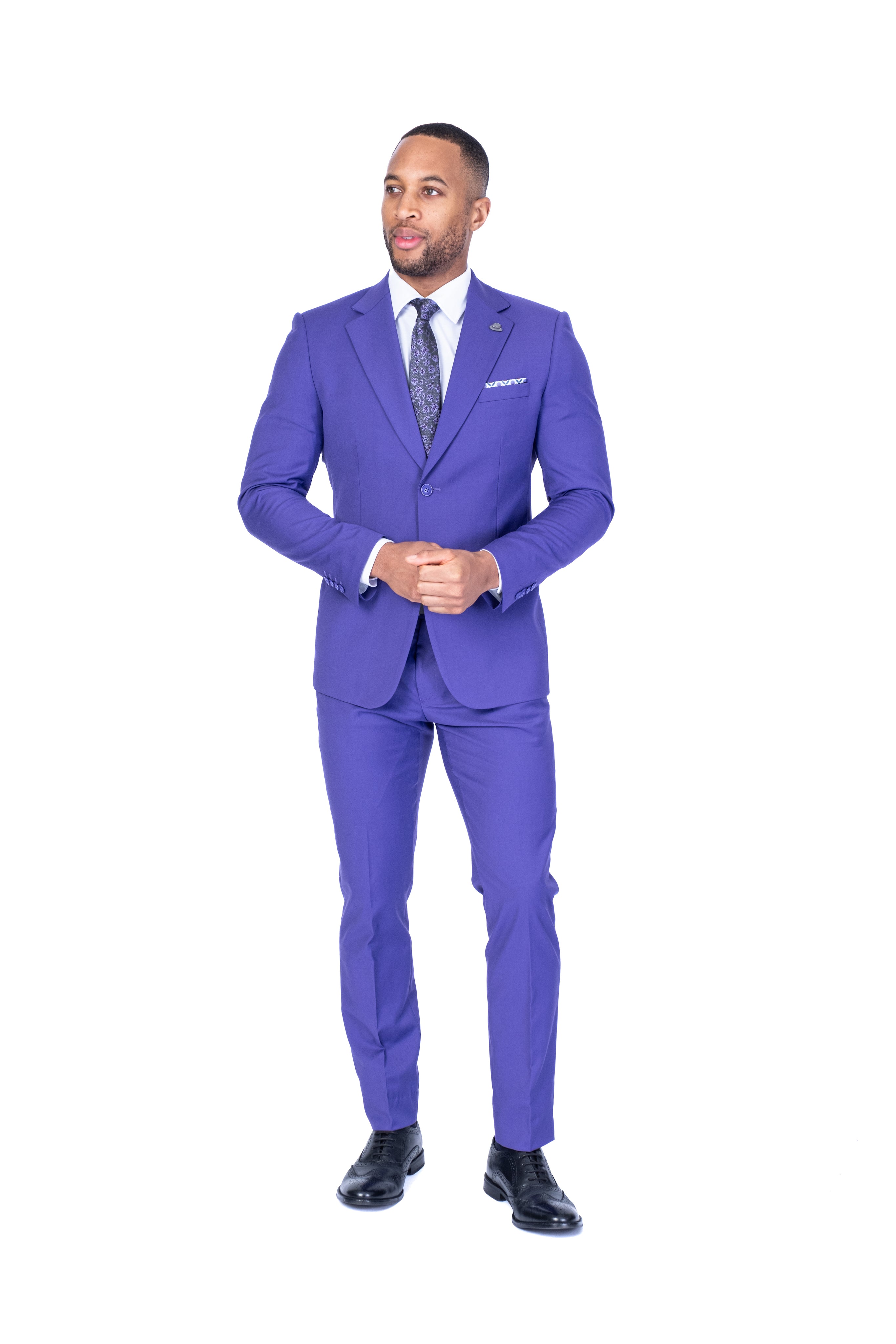 Modern Slim Fit Solid Suit - Purple – Stars & Strauss