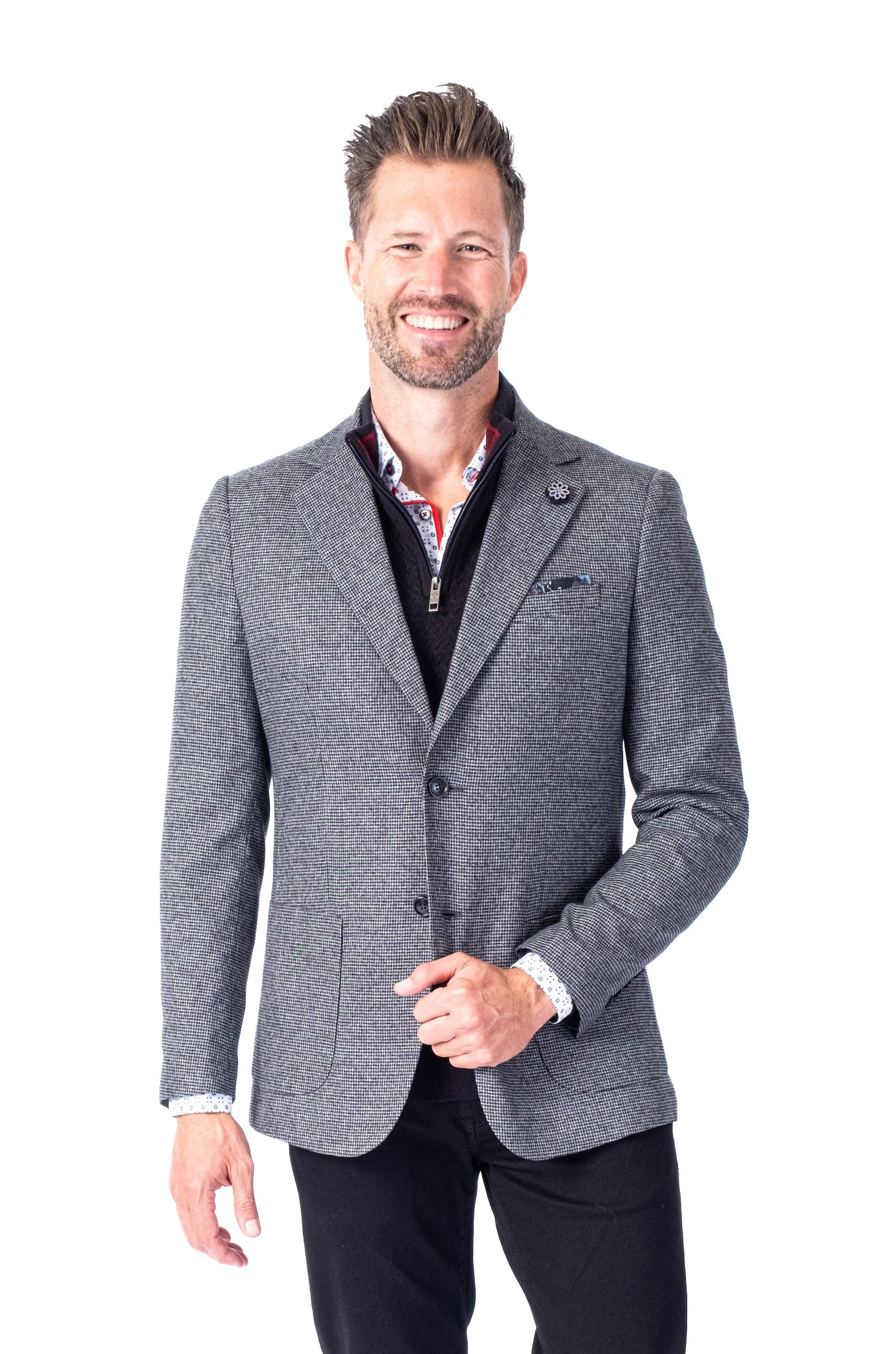 Mini Houndstooth Pocket Blazer - Black