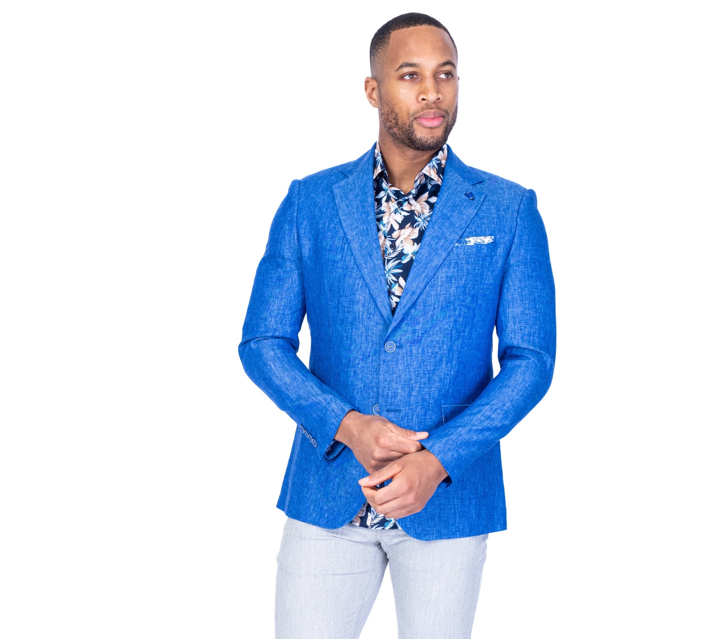 Linen Blazer - Royal Blue