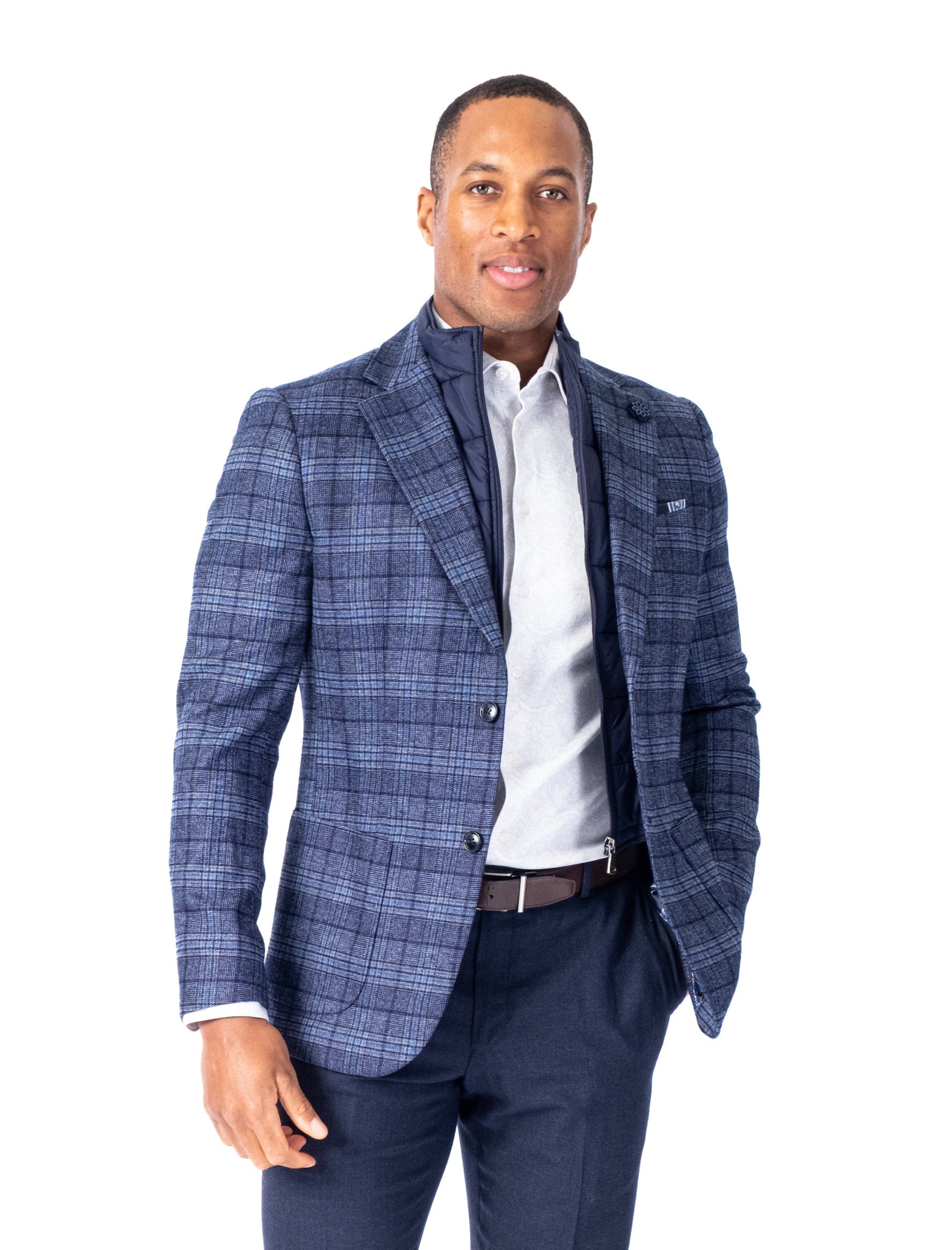 Plaid Blazer w/ Zipout Bib - Royal Blue