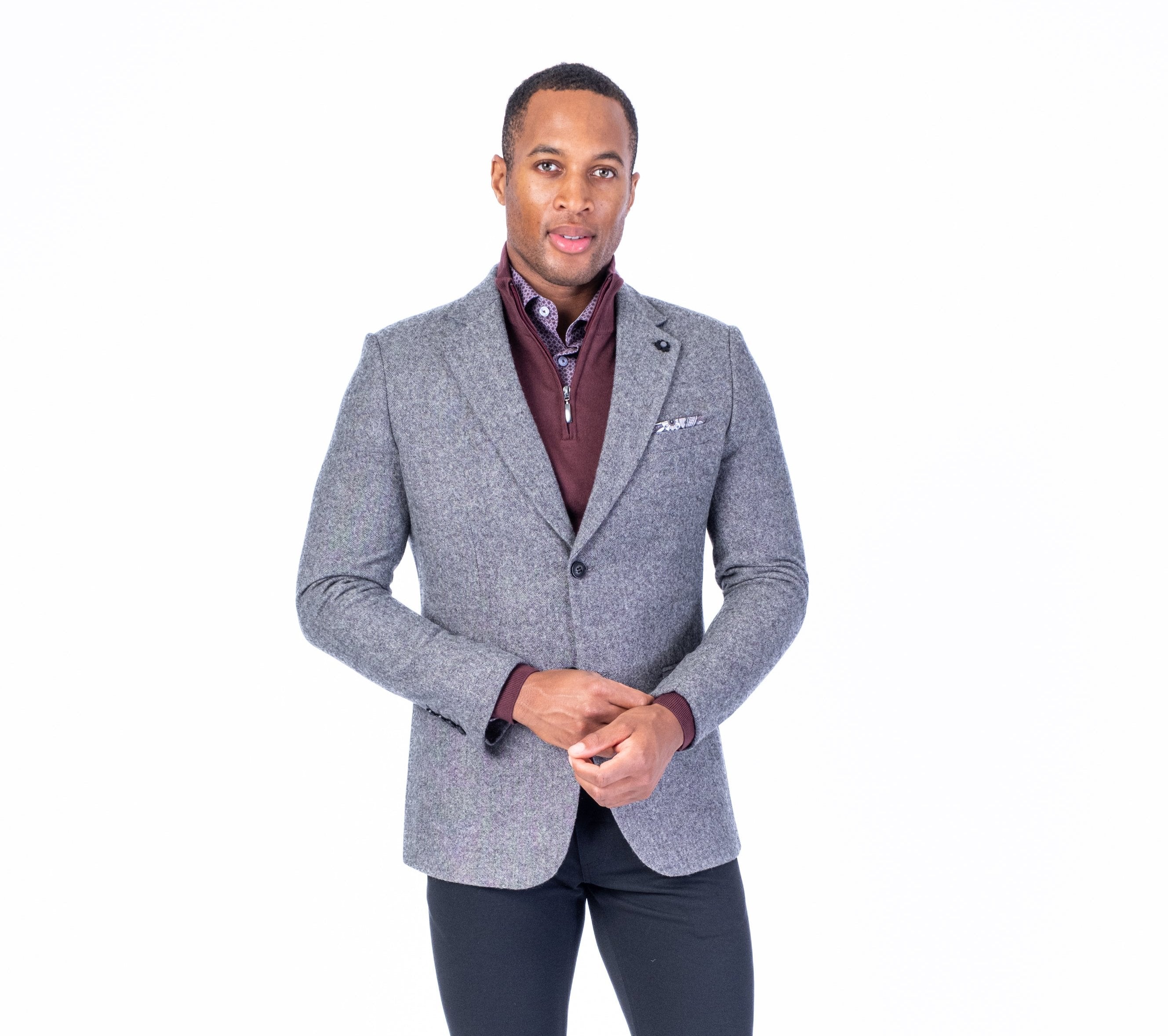 Tweed Blazer - Grey/Black