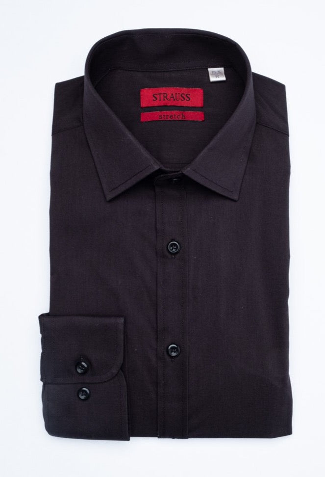Modern Slim Fit Solid Stretch Dress Shirt - Black Stars & Strauss Modern Slim Fit Solid Stretch Dress Shirt - Black Stars & Strauss